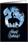 Birthday Unicorn Moon Owls Cats Rider and Raven Mystical Magical card