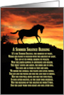 Summer Solstice Horse and Sunset Blessings Poem card