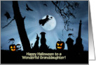 Granddaughter Cute Custom Halloween Cat Dog Ravens and Witch card