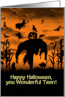 Teens Happy Halloween for Tweens and Teenager Witch Scarecrow Custom card