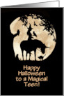 Teenager Happy Halloween Magical Unicorn Witch Owls and Cats Custom card