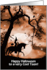 Teenager Halloween Cute Unicorn Witch Owl and Cat with Moon Custom card