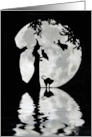 Teenager Halloween Witches Cat and Owl with Big Full Moon card