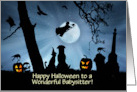 Babysitter Halloween Cute Custom Text Witch Cat Dog Familiars card