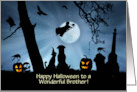 Brother Halloween Dog Cat Jack O Lanterns Raven Custom Text card