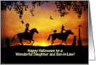 Daughter and Son In Law Halloween Custom with Horses and Familiars card
