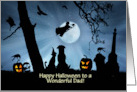 Dad Happy Halloween Cute Dog and Cat Witch Jack O Lanterns Custom card