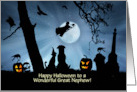Great Nephew Happy Halloween Cute Animals and Witch Custom card