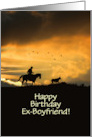Ex Boyfriend Happy Birthday with Cowboy Horse and Steer Custom card