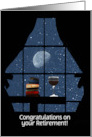 Retirement Congratulations Wine and Books with Moon Custom card