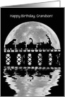 Grandson Dinosaur Birthday Train Moon and Water Cute Customizable card