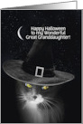 Great Granddaughter Halloween Cute Kitty Cat witch Witch Hat Custom card
