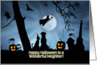 Neighbor Happy Halloween with Cat and Dog Witch Fantasy Custom card