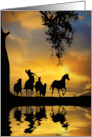 Country Western Cowboy and Wild Horses Blank Any Occasion card