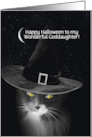 Goddaughter Halloween Cute Witch Cat and Moon Custom Front card