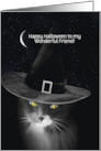Friend Happy Halloween Cute Witchy Cat and Moon Custom Text card