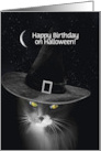 Halloween Birthday Magical Mystical Cat and Crescent Moon Custom card