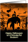 Godson Happy Halloween Scary Scarecrow and Ravens Which Custom card