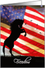 Veterans Day Freedom Horse and Flag with Birds Patriotic card
