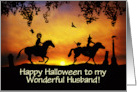 Husband Happy Halloween Cute Wicked Couple Riding Horses Custom card
