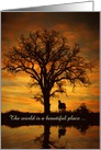 Happy Birthday Oak Tree and Horse Beautiful World Custom card