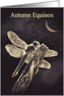 Autumn Equinox Dragonfly and Crescent Moon Sepia Tones card