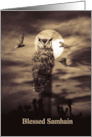 Samhain with Owls and Full Moon Sepia card