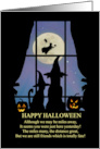 Halloween from Across the Miles Cute Dog and Cat in Window card