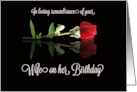 Birthday Remembrance of Wife with Rose card