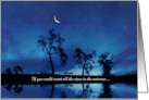 Thinking of You Stars and Moon Blue Horses Oak Trees Pond Custom card