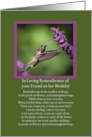 Friend Birthday Remembrance Spiritual with Hummingbird and Poem card