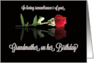 Grandmother Remembrance with Single Red Rose on Her Birthday card