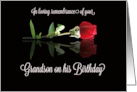 Grandson Remembrance on Birthday Single Red Rose card