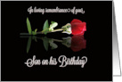 Son Remembrance on His Birthday with Red Rose Tribute Memorial card