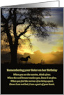 Sister Horse Birthday Remembrance with Sunset and Poem card