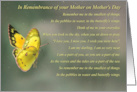 Mothers Day Remembrance Spiritual Poem with Butterfly card