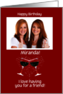 Birthday Custom Photo and Name Funny Wine Friend or Relation card