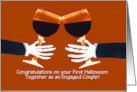 First Halloween together as an Engage Couple Cute Wine Custom Text card