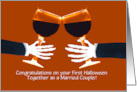 First Halloween together as Newlyweds Just Married Custom with Wine card