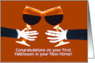 First Halloween In New Home Congratulations Humorous Custom Wine card