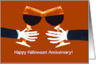 Anniversary on Halloween Wine Toast Custom Front with Skeleton Hands card