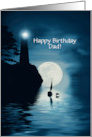 Birthday for Dad Father Custom Coastal Seaside Sailboat and Lighthouse card