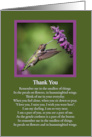 Thank You Sympathy and Support Spiritual Poem with Hummingbird card