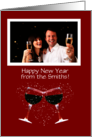 New Year Custom Photo and Text Cheers Wine Glasses card