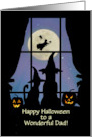 Dad Father Happy Halloween Custom Text with Cute Dog and Cat card