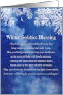 Winter Solstice Yule Blessings Crescent Moon and Snow Cypress Branches card