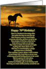 70th Birthday Getting Older Kind Words with Beautiful Horse and Sunset card