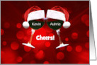 Christmas Holiday Custom Names Cute Toasting Wine Glasses card