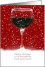 Aunt and Uncle Christmas Holiday Custom Text Funny Wine Themed card