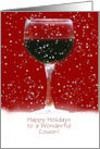 Cousin Happy Holidays Customizable Funny Wine in the Snow card